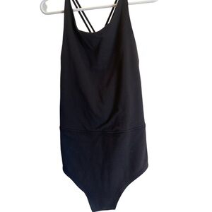 Ivivva Black Bodysuit with Cross-Back Straps and High-Cut Design